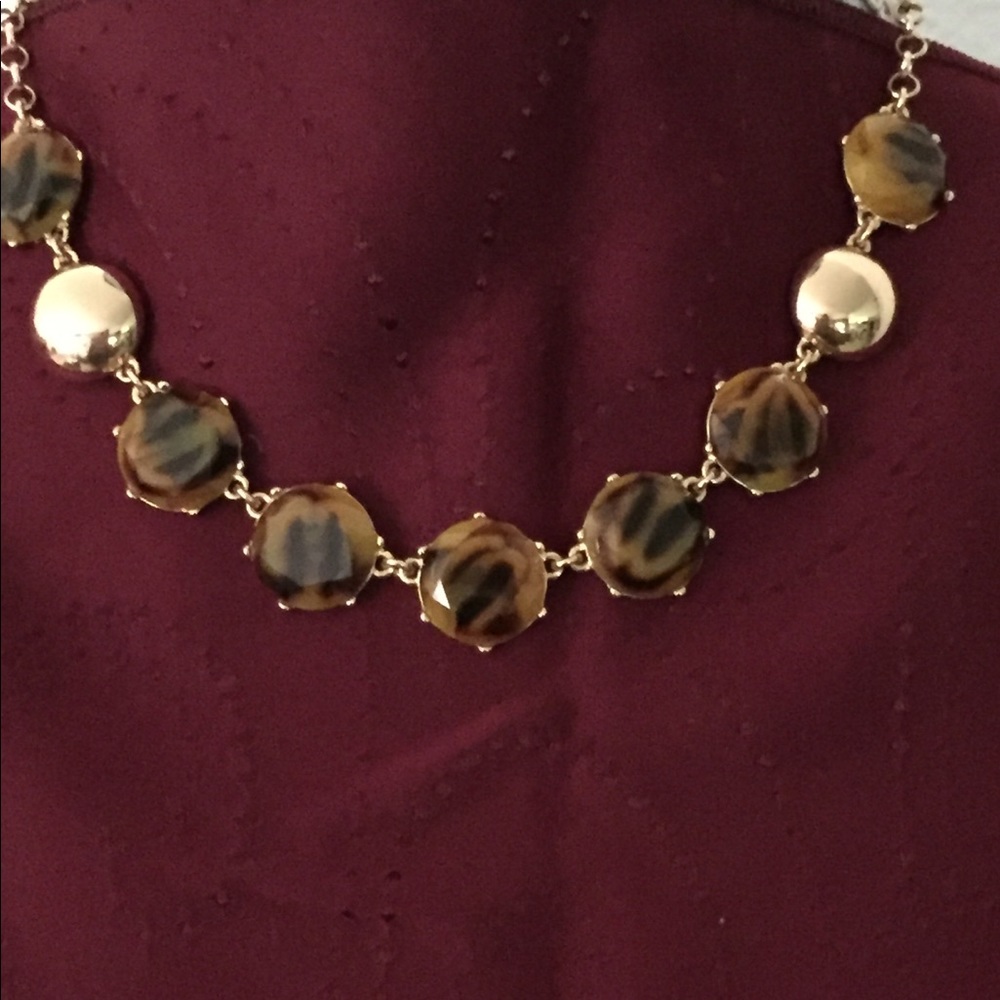 Lovely Leopard Print Stone & Gold Necklace